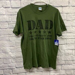 Dad‎ Military Shirt Mens Medium Green Graphic Short Sleeve Fathers Day